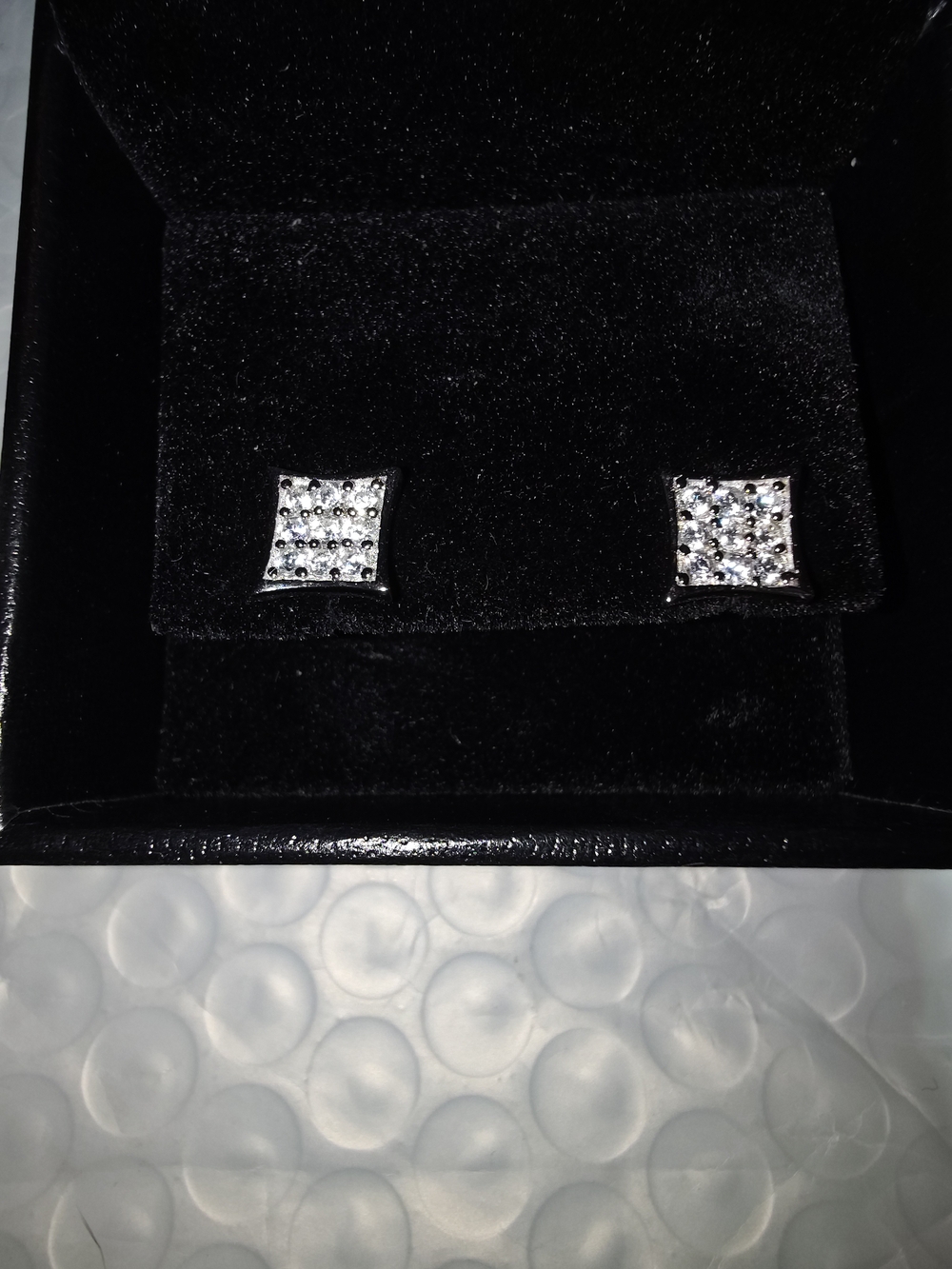 Sterling Silver 2 Grams Moissanite Square Cubic Stud Earrings